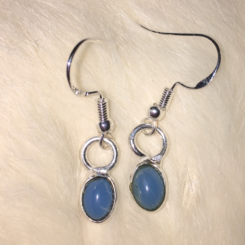 Chalcedony Stones in Blue and 925 earwires
